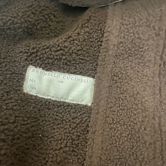 Brunello Cucinelli Mens Shearling Leather Brown Jacket Sz M - Picture 10 of 12